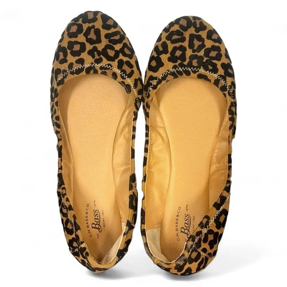 Bass cheetah print ballet flats, fabric upper, size 6 1/2 - Picture 1 of 4